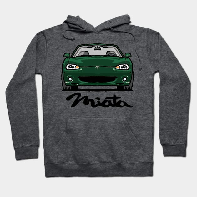 MX5 Miata NB Dark Green Hoodie by Woreth